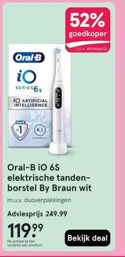 Etos Oral-B IO 6S elektrische tanden- borstel By Braun wit aanbieding