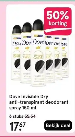 Etos Dove Invisible Dry anti-transpirant deodorant spray 150 ml aanbieding