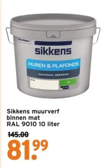 GAMMA Sikkens muurverf binnen mat RAL 9010 aanbieding