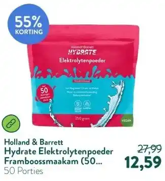 Holland & Barrett Hydrate Elektrolytenpoeder Framboossmaakam (50 porties) aanbieding