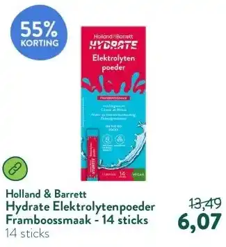 Holland & Barrett Hydrate Elektrolytenpoeder Framboossmaak - 14 sticks aanbieding