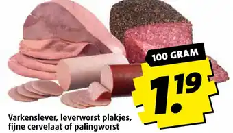 Boni Varkenslever, leverworst plakjes, fijne cervelaat of palingworst aanbieding