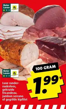 Boni Luxe runder rookvlees, gekruide fricandeau, jambon serrano of gegrilde kipfilet aanbieding