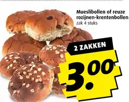 Boni Mueslibollen of reuze rozijnen krentenbollen aanbieding