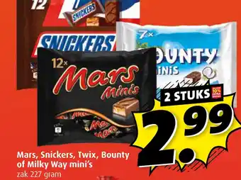 Boni Mars, Snickers, Twix, Bounty of Milky Way mini's aanbieding