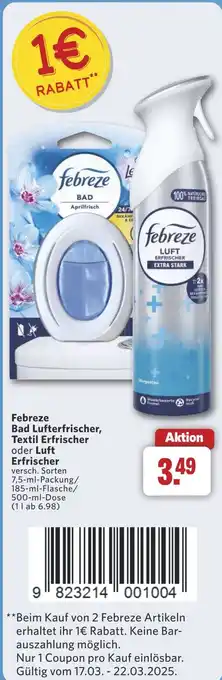 Combi Febreze Bad Lufterfrischer, Textil Erfrischer oder Luft Erfrischer aanbieding