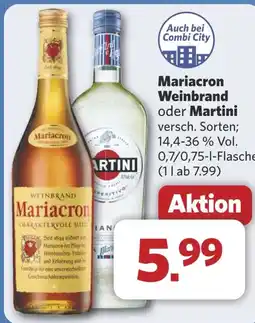 Combi Mariacron Weinbrand oder Martini aanbieding