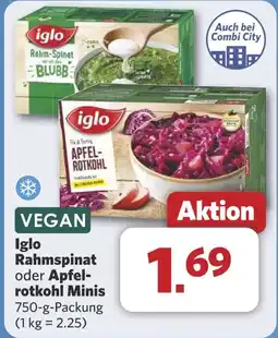 Combi Iglo Rahmspinat oder Apfel- rotkohl Minis aanbieding