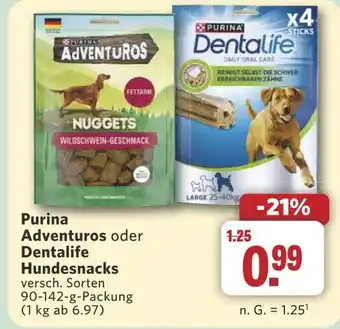 Combi Purina Adventuros oder Dentalife Hundesnacks aanbieding