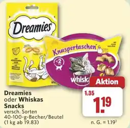 Combi Dreamies oder Whiskas Snacks aanbieding