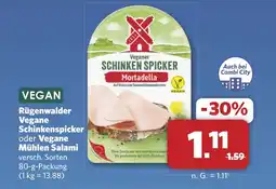 Combi Rügenwalder Vegane Schinkenspicker oder Vegane Mühlen Salami aanbieding