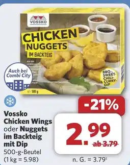 Combi Vossko Chicken Wings oder Nuggets im Backteig mit Dip aanbieding