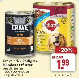 Combi Crave oder Pedigree Hundenassfutter aanbieding