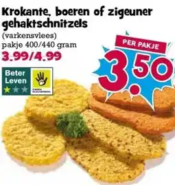 Boon`s Markt Krokante, boeren of zigeuner gehaktschnitzels aanbieding