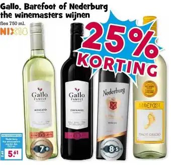 Boon`s Markt Gallo, Barefoot of Nederburg the winemasters wijnen aanbieding