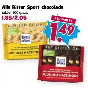 Boon`s Markt Alle Ritter Sport chocolade aanbieding