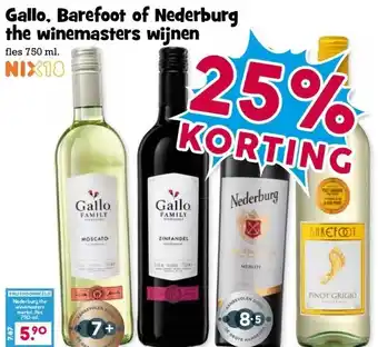 Boon`s Markt Gallo, Barefoot of Nederburg the winemasters wijnen aanbieding