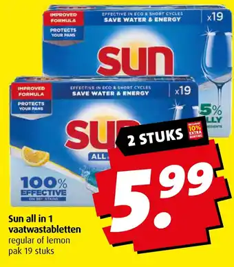 Boni Sun all in 1 vaatwastabletten aanbieding