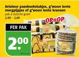 Poiesz Aviateur paaskoekstukjes, g'woon lente mergpijpjes of g'woon lente kransen aanbieding