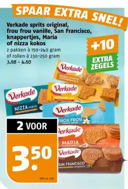 Poiesz Verkade sprits original, frou frou vanille, San Francisco, knappertjes, Maria of nizza kokos aanbieding