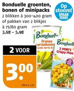 Poiesz Bonduelle groenten, bonen of minipacks aanbieding