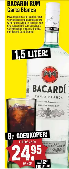 Dirck 3 Bacardi rum carta blanca aanbieding