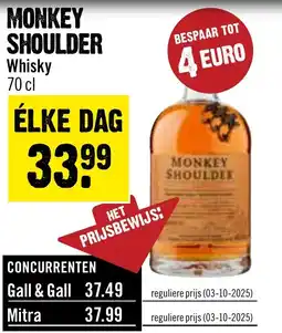 Dirck 3 MONKEY SHOULDER Whisky aanbieding