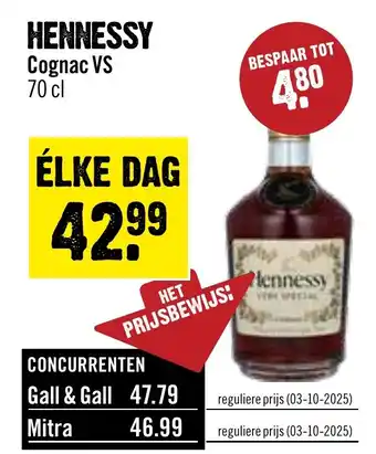 Dirck 3 HENNESSY Cognac VS aanbieding