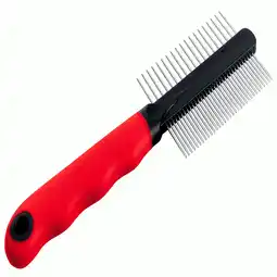 Pets Place Ferplast Vachtkam Dubbel - Hondenvachtkam - 20.3x1.6x6.4 cm Rood Zwart aanbieding