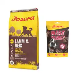 Zooplus 12,5 kg Josera droogvoer + 70 g Meat Chunks Snack met Rind gratis! - Lam & Rijst aanbieding