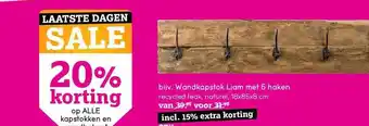 Leen Bakker Wandkapstok Liam met 5 haken aanbieding