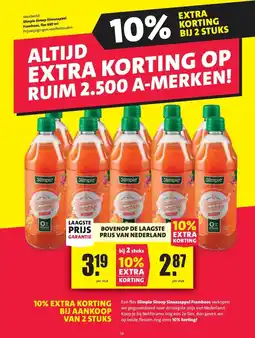 Nettorama Slimpie Siroop Sinaasappel Framboos, fles 650 ml aanbieding