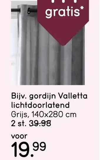 Leen Bakker gordijn Valletta lichtdoorlatend Grijs 2 st aanbieding