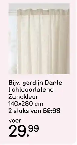 Leen Bakker gordijn Dante lichtdoorlatend Zandkleur aanbieding