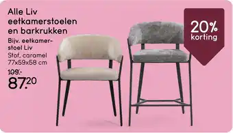 Leen Bakker Alle Liv eetkamerstoelen en barkrukken aanbieding