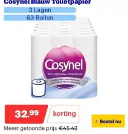 Bol.com Cosynel Blauw Toiletpapier aanbieding