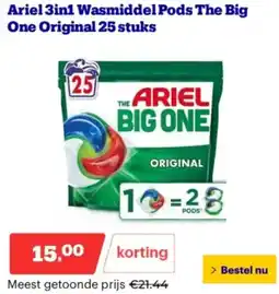 Bol.com Ariel 3in1 Wasmiddel Pods The Big One Original aanbieding