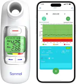 Amazon Peak Flow meter voor volwassenen en kinderen, digitale spirometer voor astma, COPD PEF FEV1 monitor aanbieding