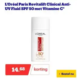 Bol.com L'Oréal Paris Revitalift Clinical Anti- UV Fluid SPF 50 met Vitamine C aanbieding