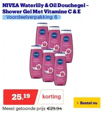 Bol.com NIVEA Waterlily & Oil Douchegel Shower Gel Met Vitamine C &E aanbieding