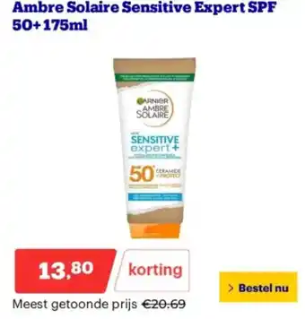 Bol.com Ambre Solaire Sensitive Expert SPF 50+ aanbieding