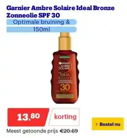 Bol.com Garnier Ambre Solaire Ideal Bronze Zonneolie SPF 30 aanbieding