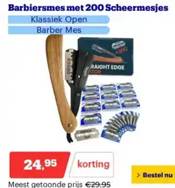 Bol.com Barbiersmes met 200 Scheermesjes aanbieding