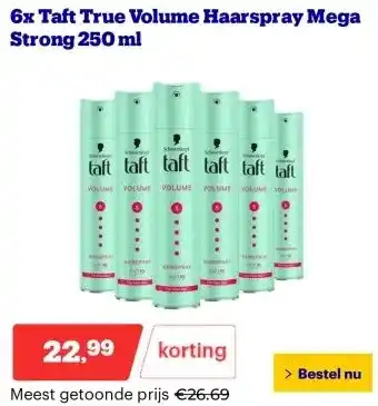 Bol.com 6x Taft True Volume Haarspray Mega Strong 250 ml aanbieding