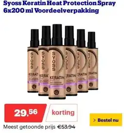 Bol.com Syoss Keratin Heat Protection Spray 6x200 ml Voordeelverpakking aanbieding