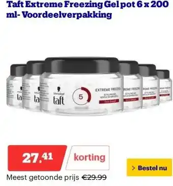 Bol.com Taft Extreme Freezing Gel pot  6 x 200 ml- Voordeelverpakking aanbieding