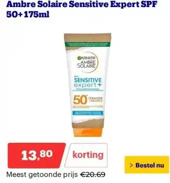 Bol.com Ambre Solaire Sensitive Expert SPF 50+ 175ml aanbieding