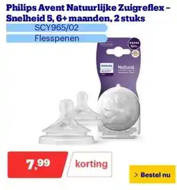 Bol.com Philips Avent Natuurlijke Zuigreflex – Snelheid 5, 6+ maanden, 2 stuks aanbieding