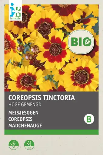 Intratuin intratuin biologisch bloemenzaad Meisjesogen (Coreopsis tinctoria) aanbieding