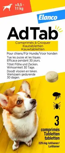 Welkoop AdTab Kauwtablet - Anti Vlooien en teken - Hond - 5,5-11 kg - 3 stuks aanbieding